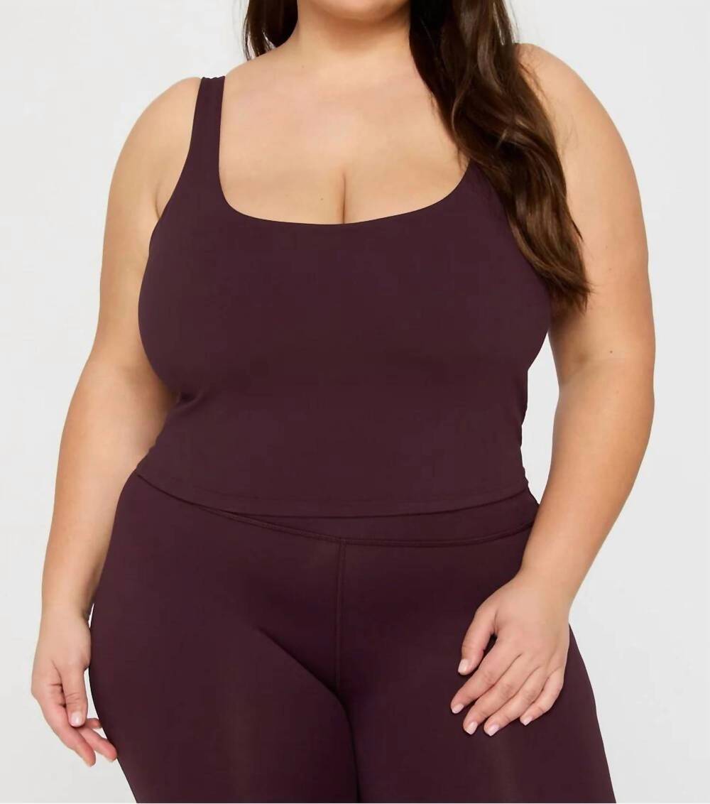 NEW FABLETICS pureluxe built-in bra tank top - plus in oxblood